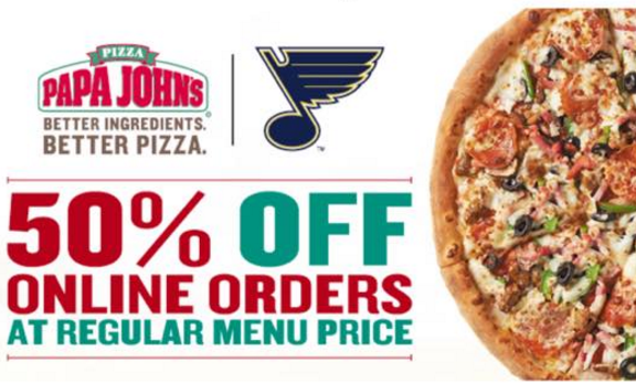 Blues Win & Score 3 = 50% Off Online Orders At Papa Johns ...
